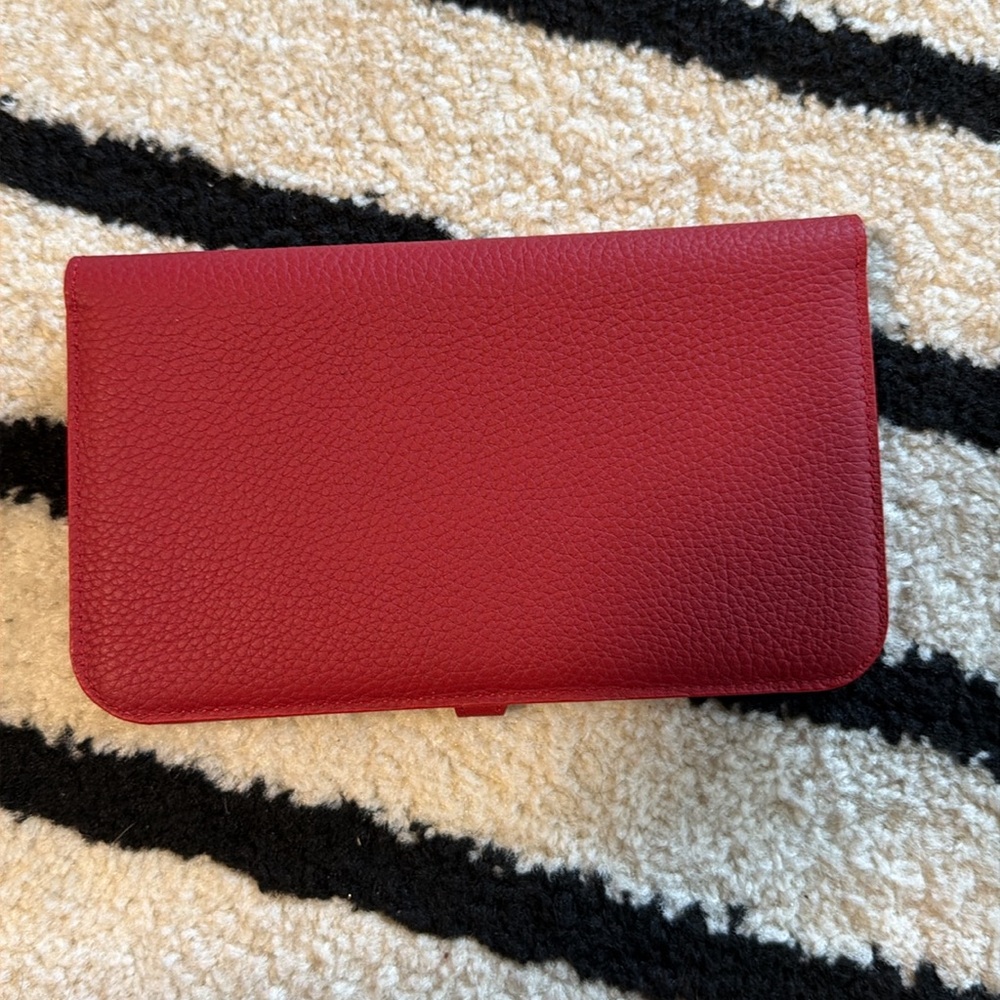New Hermes Paris Dogon Red Genuine Leather Wallet/Clutch - Picture 11 of 14